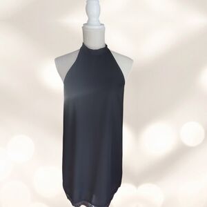 Lulu's Black Satin Halter Mini Dress